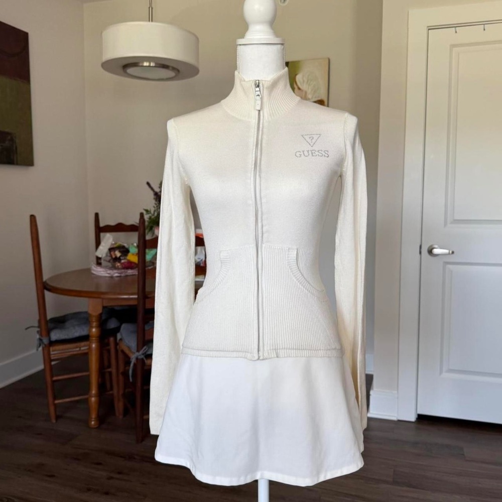 GUESS JEANS Y2K White Zip Up